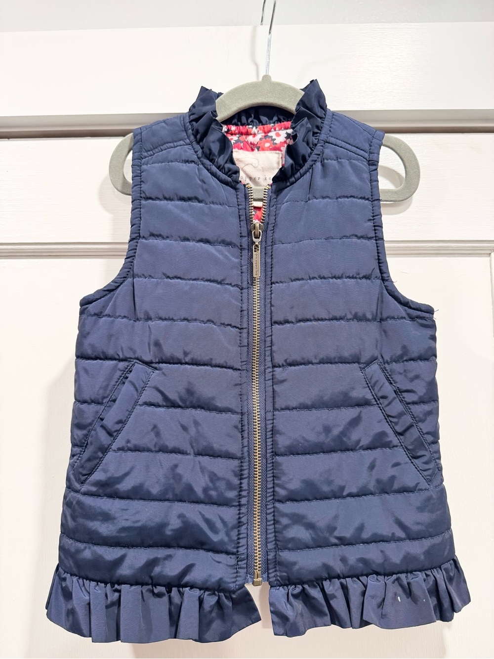Cooper Key Toddler Girl Quilted Ruffle Vest 5T Navy Blue Fall Winter Preppy Cozy